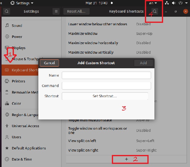 keyboard shortcuts